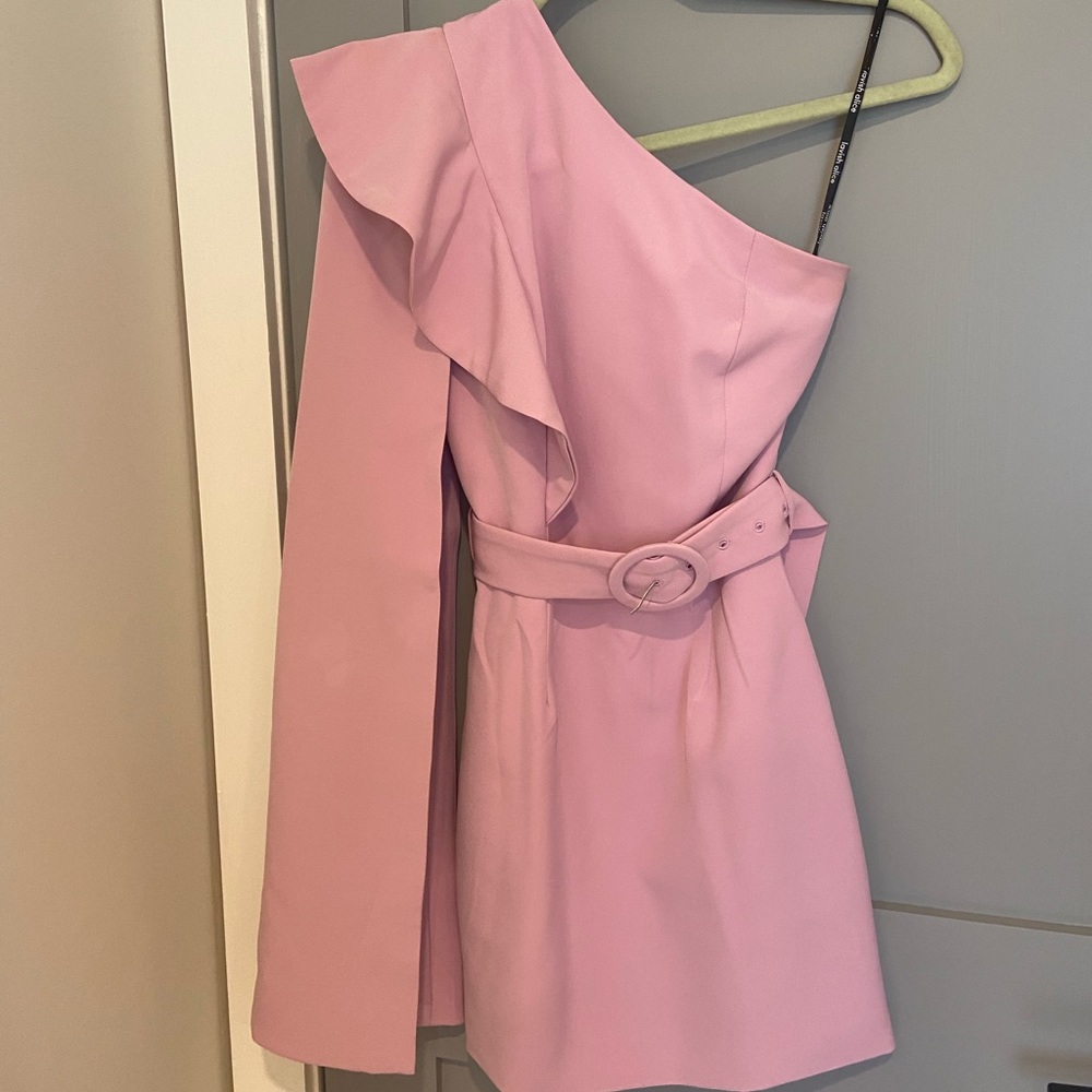 Lavish Alice Asymmetric cape overlay mini dress